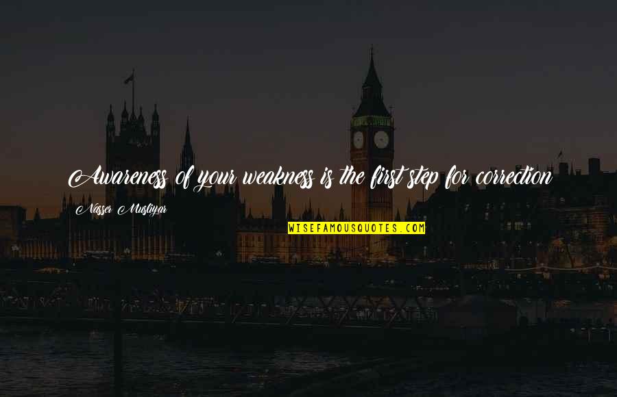 John Cowper Powys Quotes By Nasser Musliyar: Awareness of your weakness is the first step John Cowper Powys Quotes By Nasser Musliyar: Awareness of your weakness is the first step