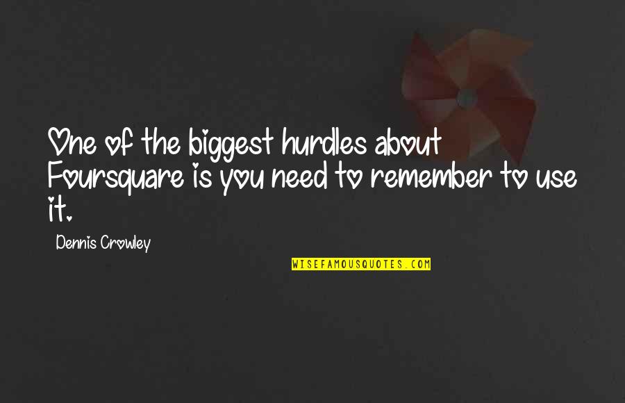 John Crowder Quotes By Dennis Crowley: One of the biggest hurdles about Foursquare is