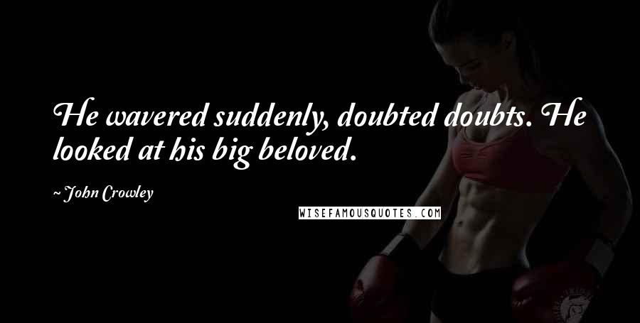 John Crowley quotes: He wavered suddenly, doubted doubts. He looked at his big beloved.