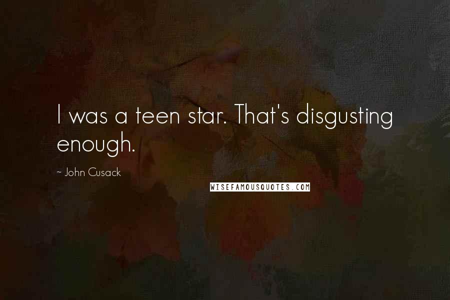 John Cusack quotes: I was a teen star. That's disgusting enough.