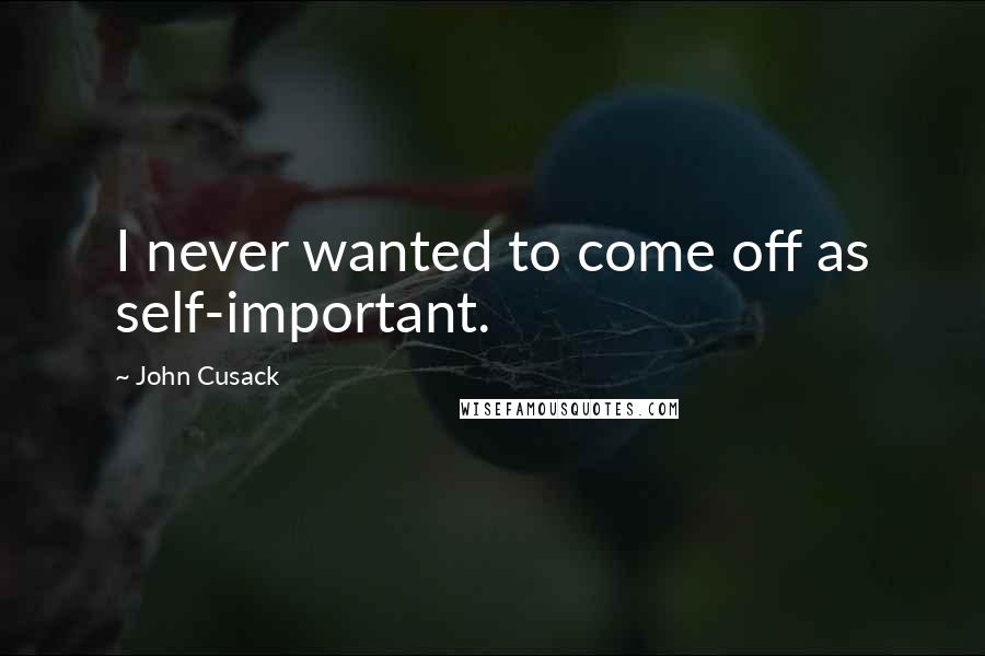 John Cusack quotes: I never wanted to come off as self-important.