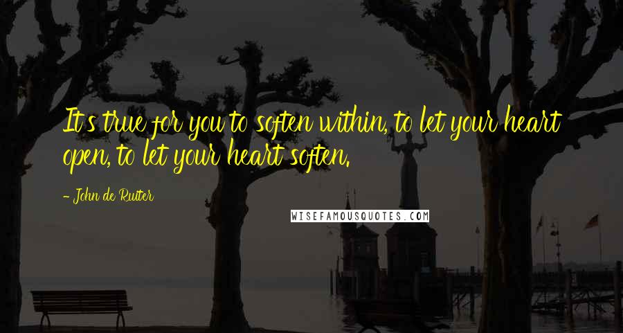 John De Ruiter quotes: It's true for you to soften within, to let your heart open, to let your heart soften.