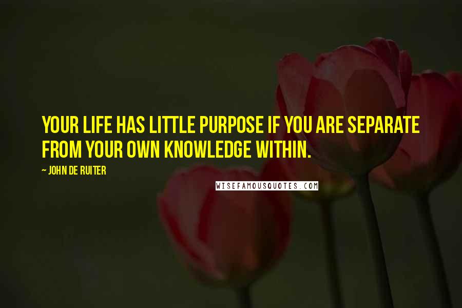 John De Ruiter quotes: Your life has little purpose if you are separate from your own knowledge within.