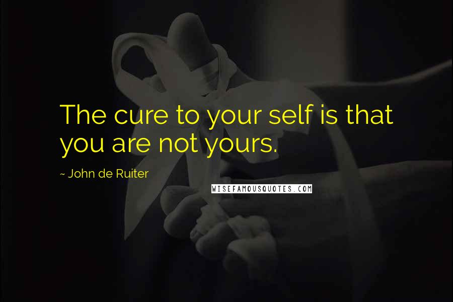 John De Ruiter quotes: The cure to your self is that you are not yours.