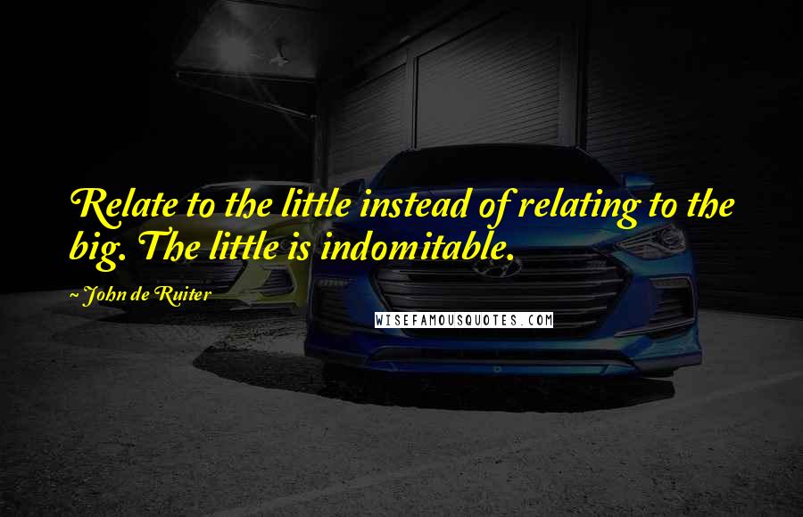 John De Ruiter quotes: Relate to the little instead of relating to the big. The little is indomitable.