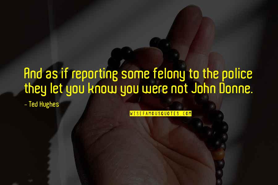 John Donne Quotes By Ted Hughes: And as if reporting some felony to the