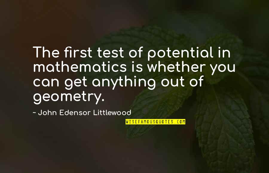 John E Littlewood Quotes By John Edensor Littlewood: The first test of potential in mathematics is