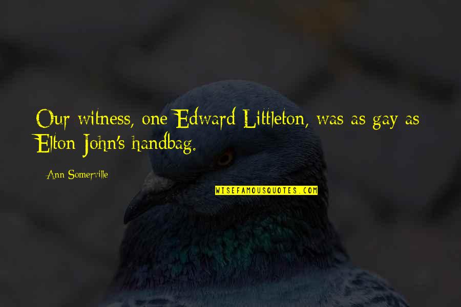 John Edward Quotes By Ann Somerville: Our witness, one Edward Littleton, was as gay