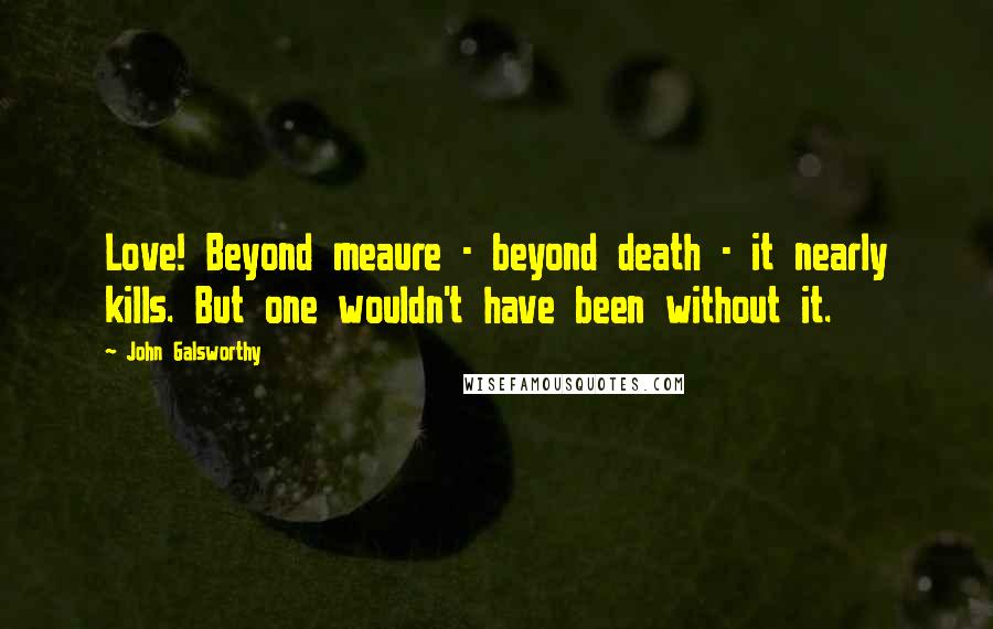 John Galsworthy quotes: Love! Beyond meaure - beyond death - it nearly kills. But one wouldn't have been without it.