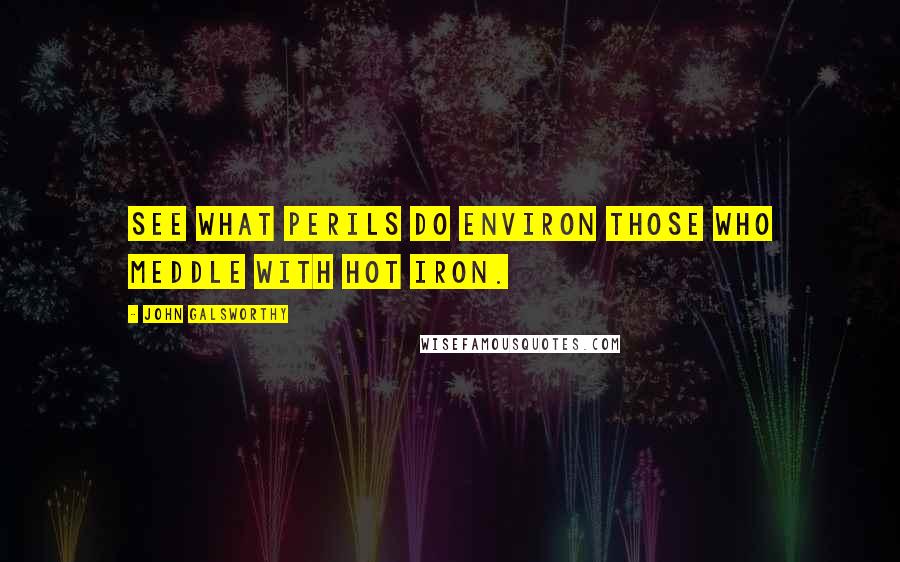 John Galsworthy quotes: See what perils do environ those who meddle with hot iron.