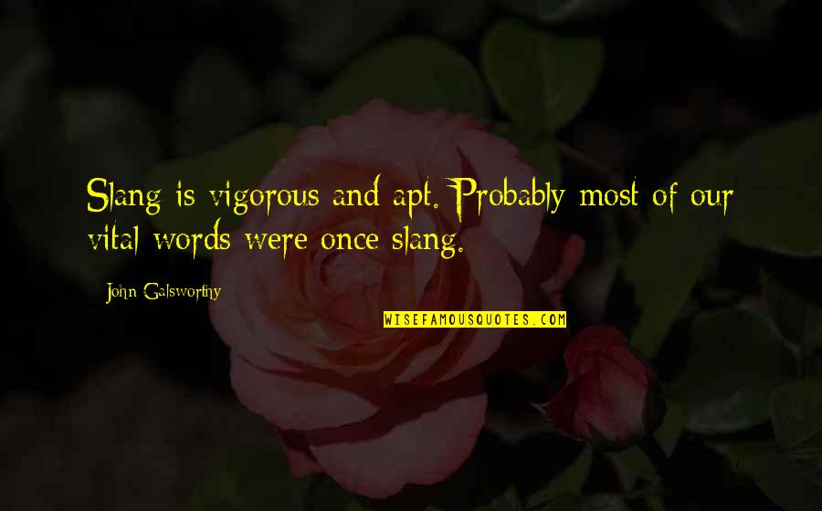 John Galsworthy Quotes By John Galsworthy: Slang is vigorous and apt. Probably most of