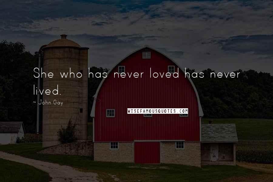 John Gay quotes: She who has never loved has never lived.