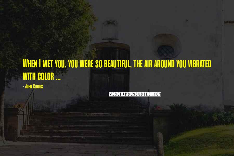 John Geddes quotes: When I met you, you were so beautiful, the air around you vibrated with color ...