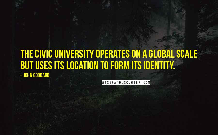 John Goddard quotes: The Civic University operates on a global scale but uses its location to form its identity.