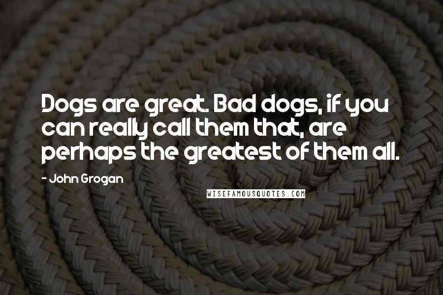 John Grogan quotes: Dogs are great. Bad dogs, if you can really call them that, are perhaps the greatest of them all.