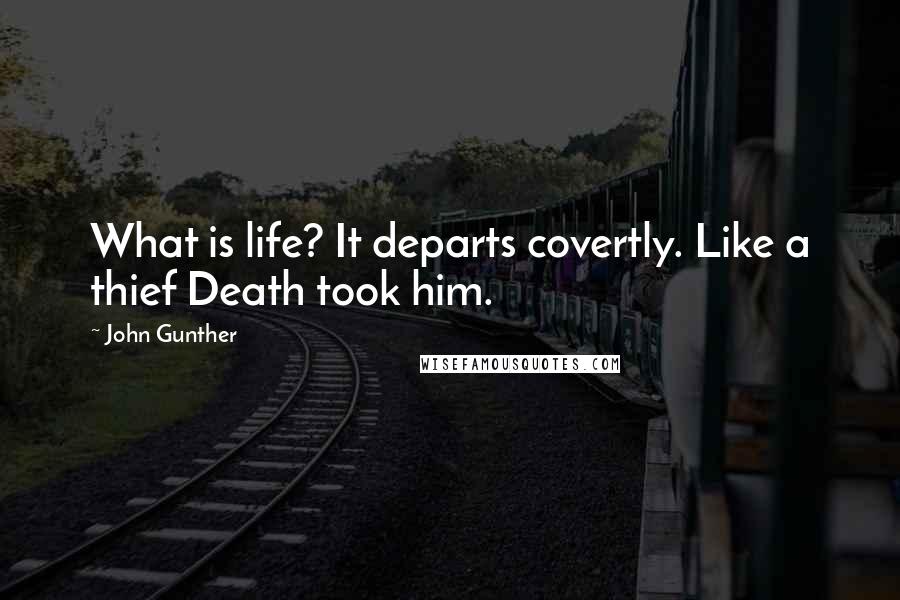 John Gunther quotes: What is life? It departs covertly. Like a thief Death took him.