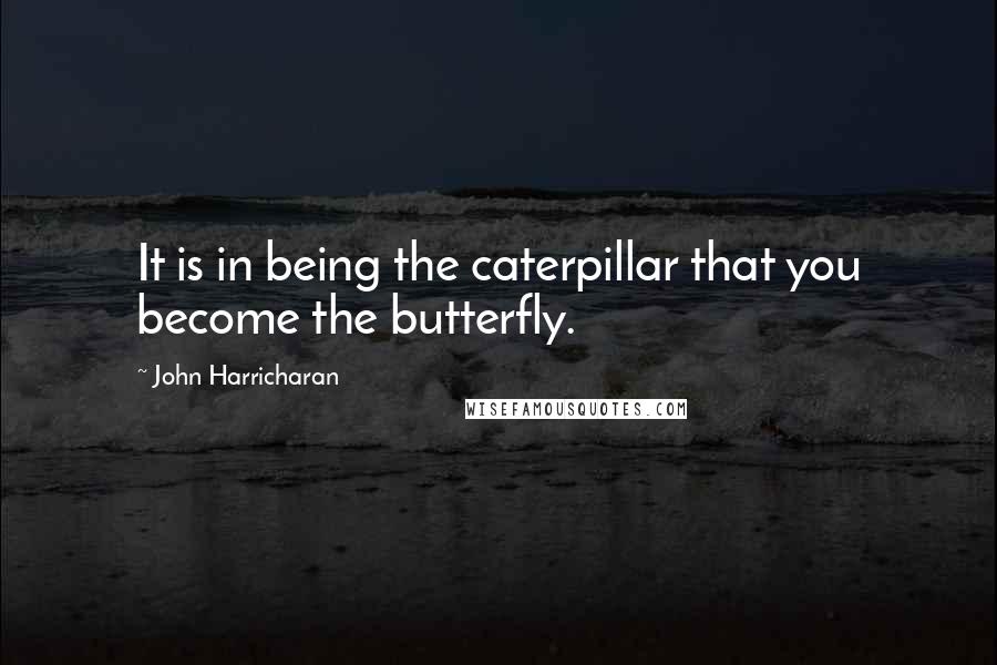 John Harricharan quotes: It is in being the caterpillar that you become the butterfly.