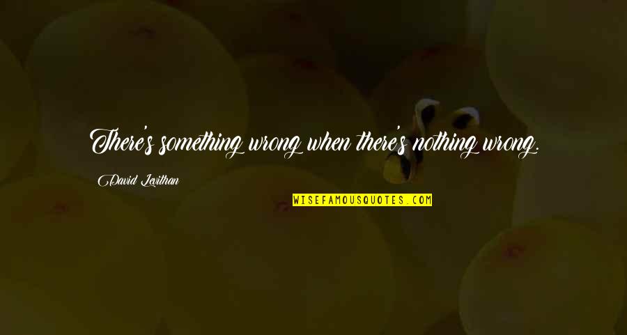 John Hofmeister Quotes By David Levithan: There's something wrong when there's nothing wrong.