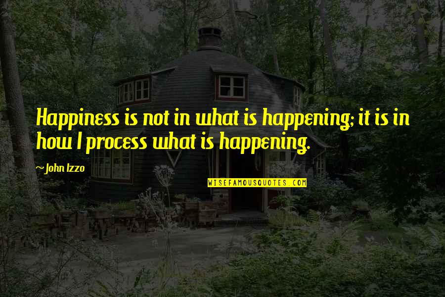 John Izzo Quotes By John Izzo: Happiness is not in what is happening; it