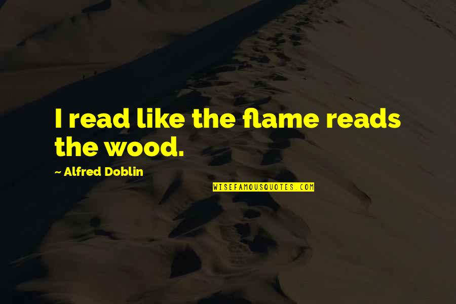 John J Raskob Quotes By Alfred Doblin: I read like the flame reads the wood.