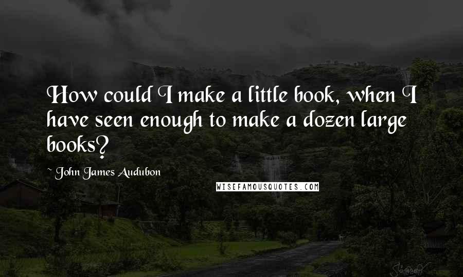 John James Audubon quotes: How could I make a little book, when I have seen enough to make a dozen large books?