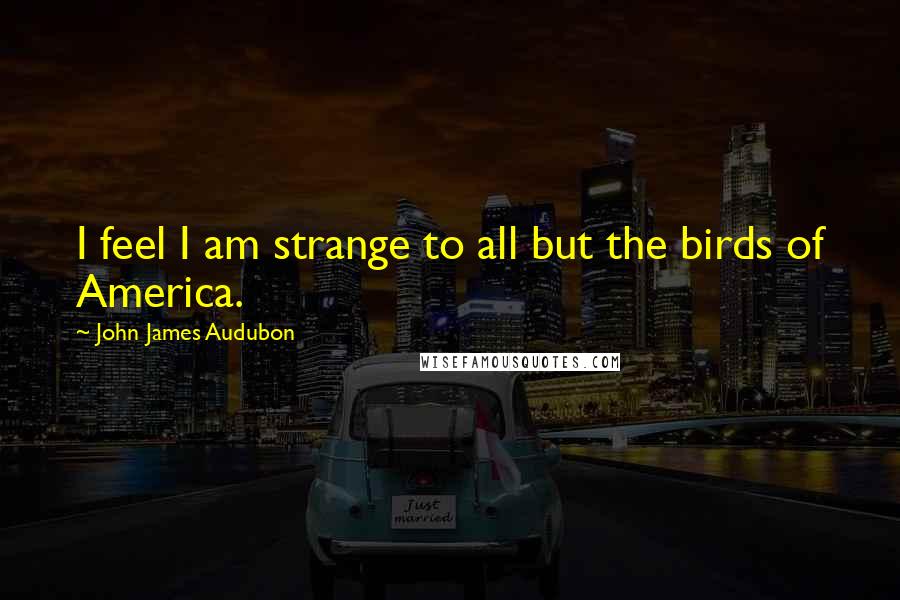 John James Audubon quotes: I feel I am strange to all but the birds of America.