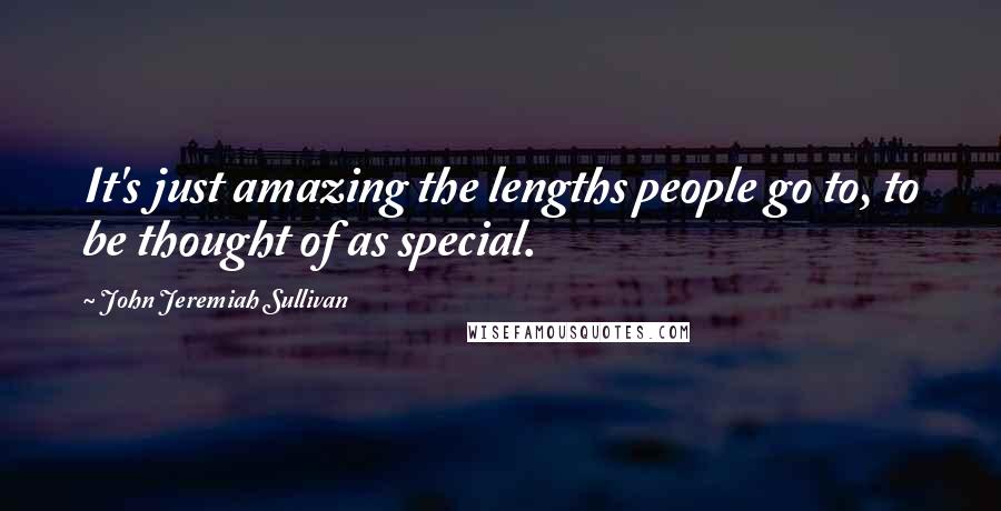 John Jeremiah Sullivan quotes: It's just amazing the lengths people go to, to be thought of as special.