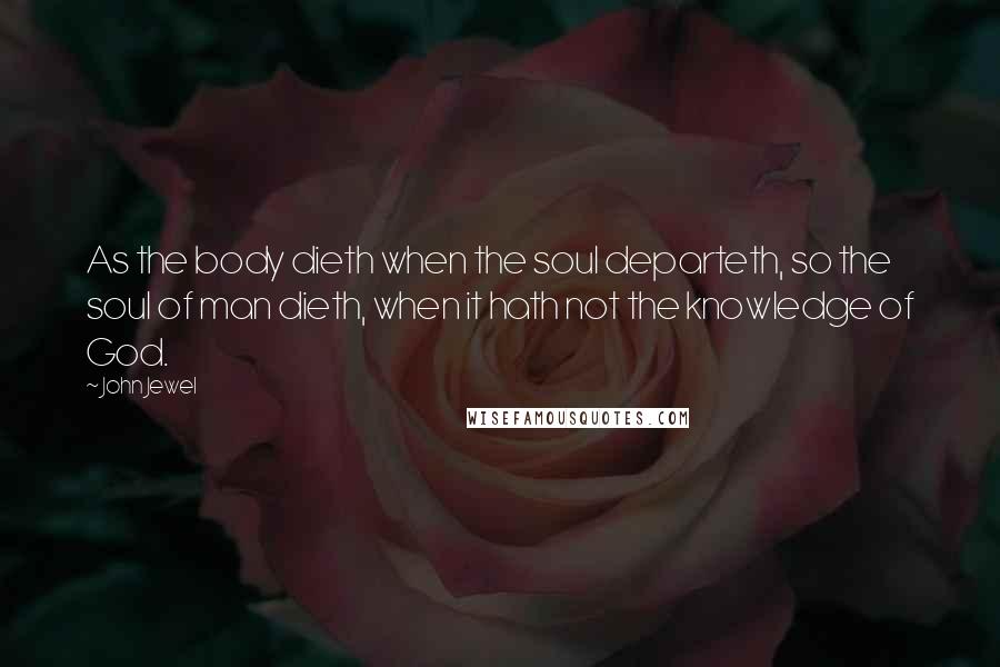 John Jewel quotes: As the body dieth when the soul departeth, so the soul of man dieth, when it hath not the knowledge of God.