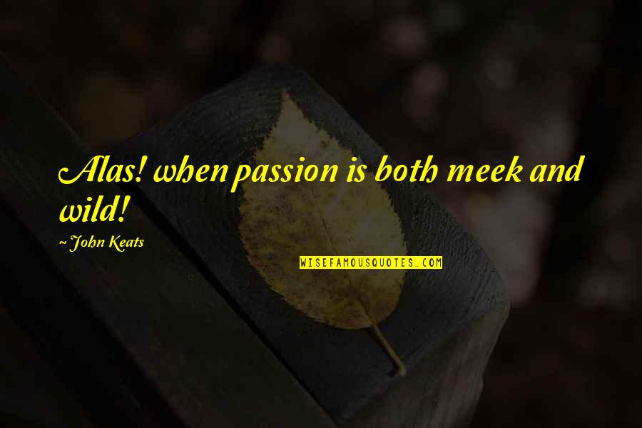 John Keats Quotes By John Keats: Alas! when passion is both meek and wild!