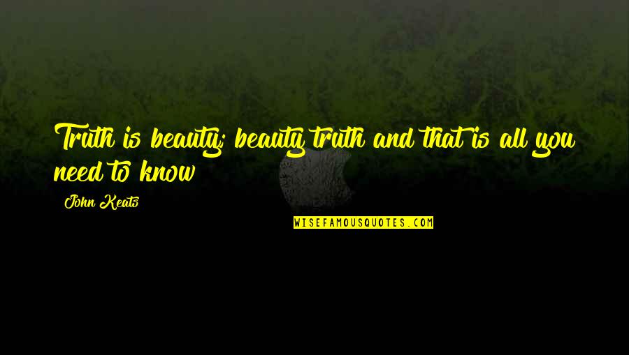 John Keats Quotes By John Keats: Truth is beauty; beauty truth and that is