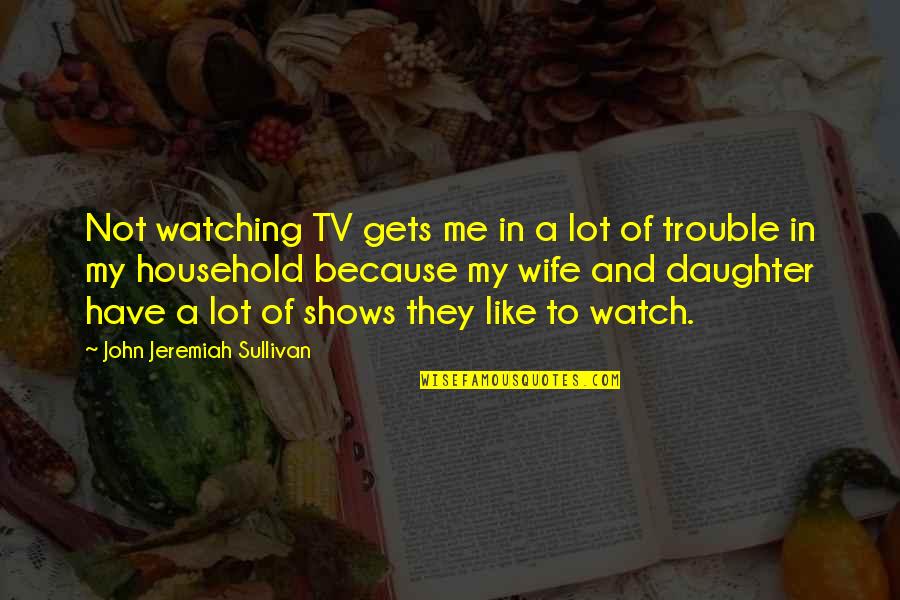 John L Sullivan Quotes By John Jeremiah Sullivan: Not watching TV gets me in a lot