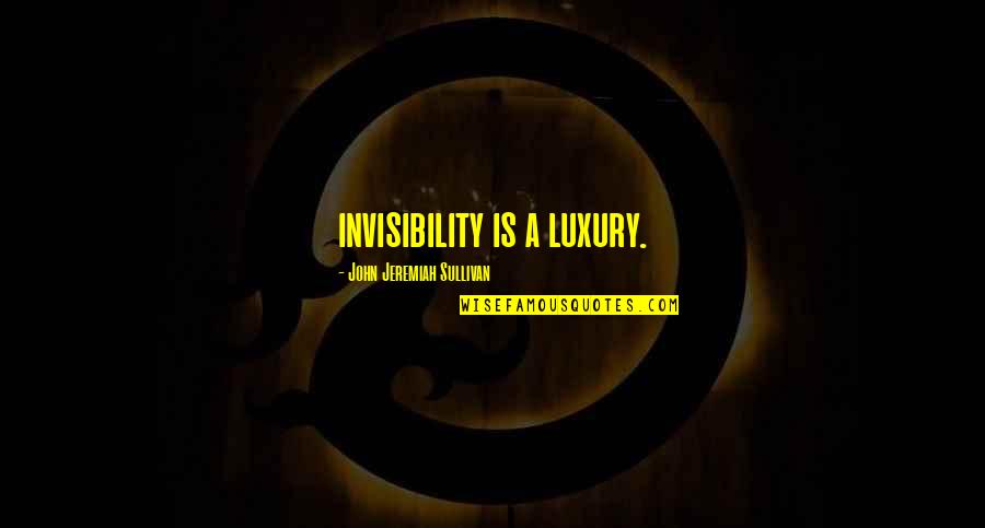 John L Sullivan Quotes By John Jeremiah Sullivan: invisibility is a luxury.
