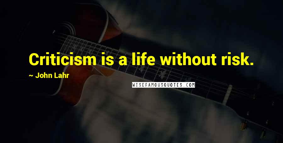 John Lahr quotes: Criticism is a life without risk.