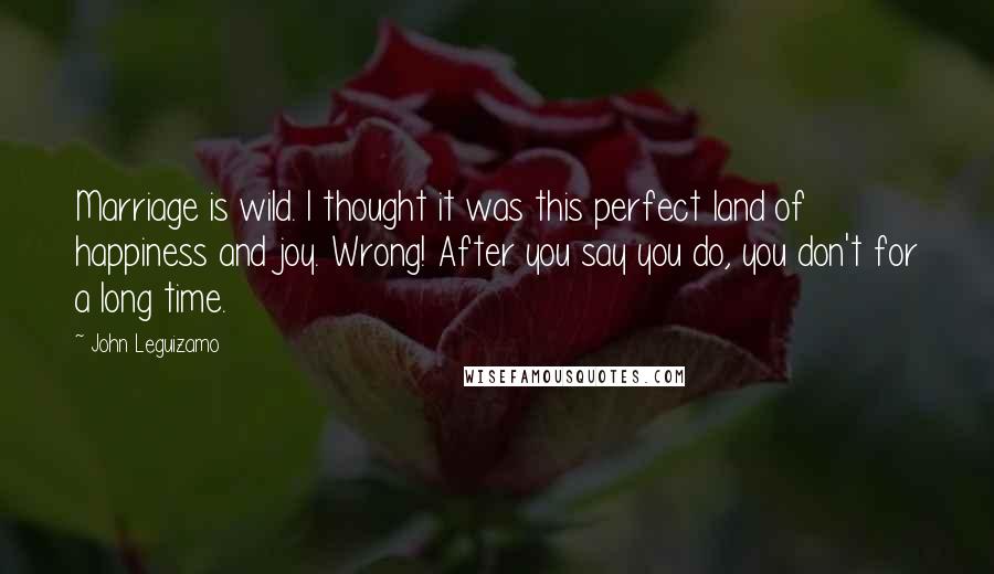 John Leguizamo quotes: Marriage is wild. I thought it was this perfect land of happiness and joy. Wrong! After you say you do, you don't for a long time.