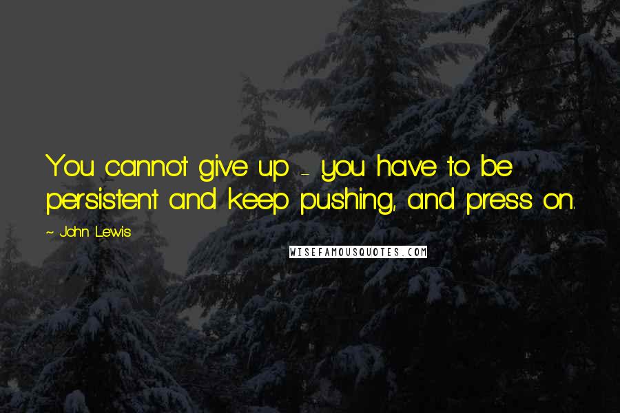 John Lewis quotes: You cannot give up - you have to be persistent and keep pushing, and press on.