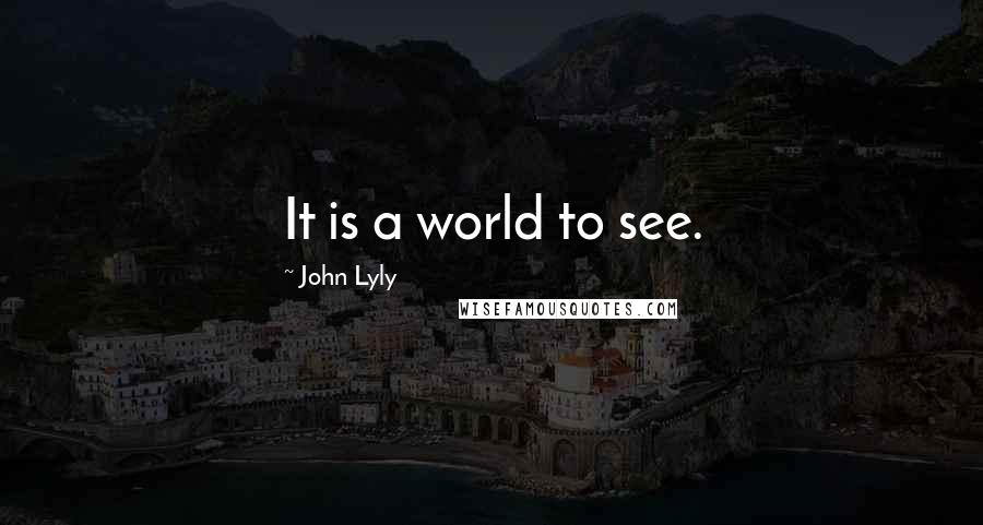 John Lyly quotes: It is a world to see.