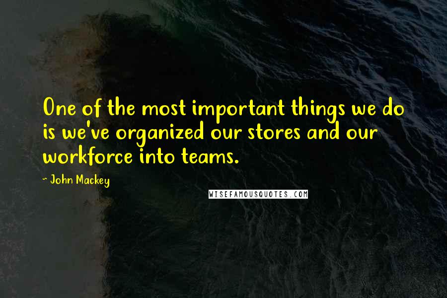 John Mackey quotes: One of the most important things we do is we've organized our stores and our workforce into teams.