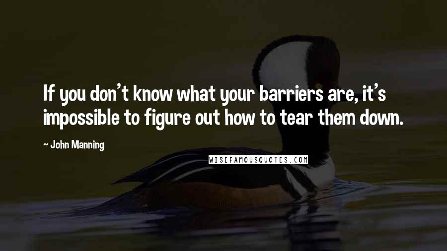 John Manning quotes: If you don't know what your barriers are, it's impossible to figure out how to tear them down.