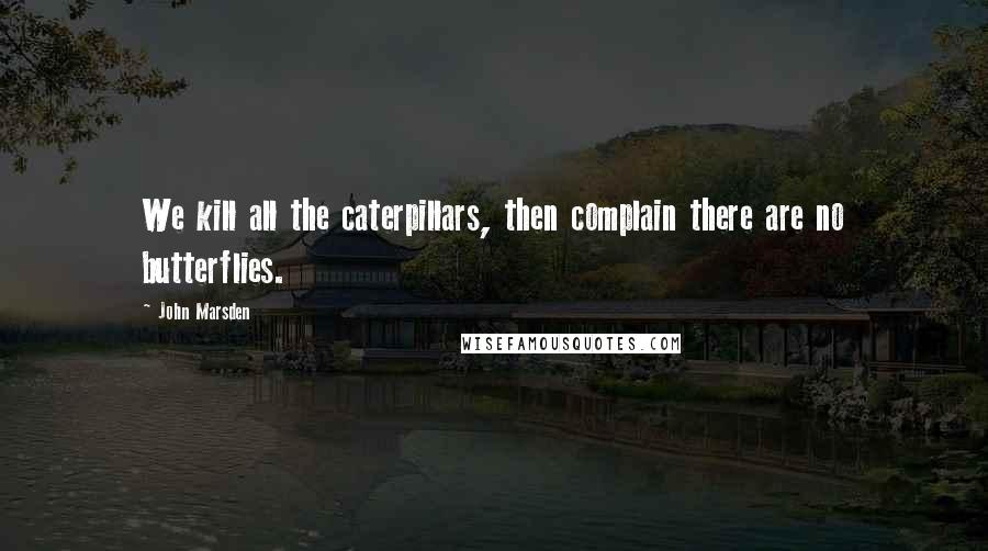 John Marsden quotes: We kill all the caterpillars, then complain there are no butterflies.