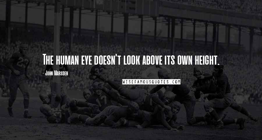 John Marsden quotes: The human eye doesn't look above its own height.