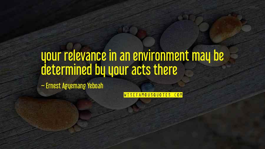 John Mather Quotes By Ernest Agyemang Yeboah: your relevance in an environment may be determined John Mather Quotes By Ernest Agyemang Yeboah: your relevance in an environment may be determined