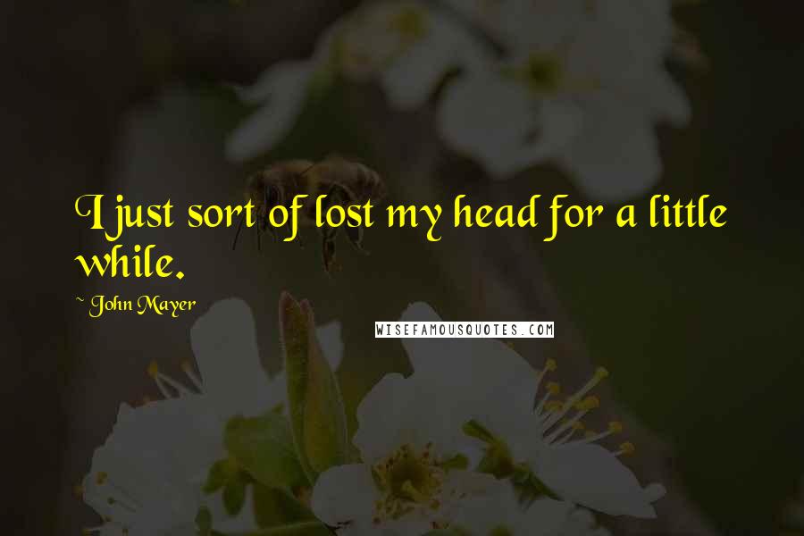 John Mayer quotes: I just sort of lost my head for a little while.