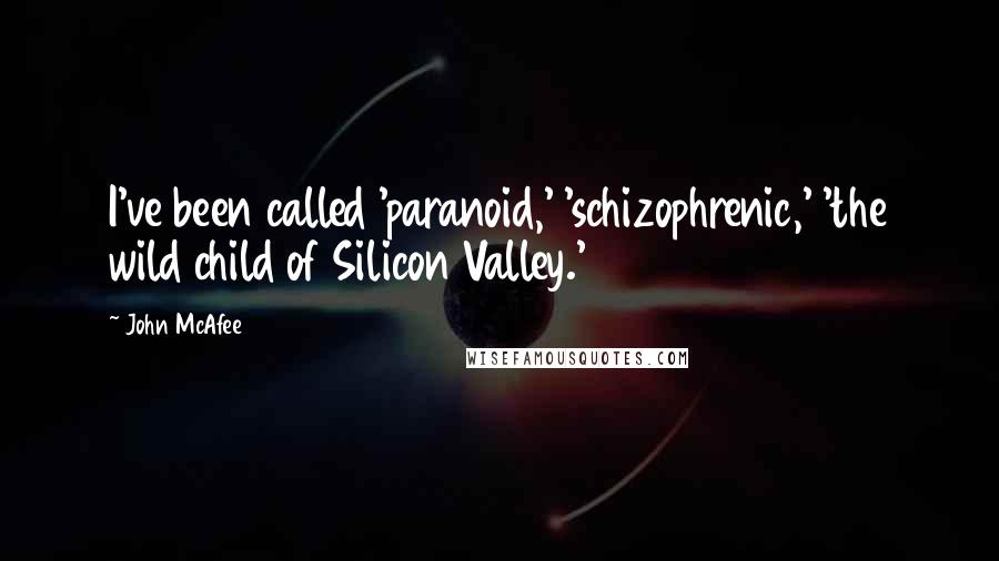 John McAfee quotes: I've been called 'paranoid,' 'schizophrenic,' 'the wild child of Silicon Valley.'