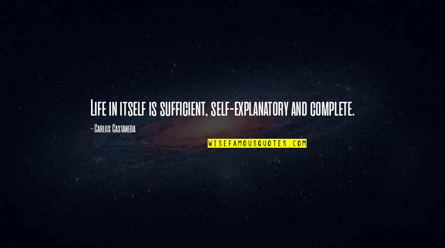 John Mccain Pow Quotes By Carlos Castaneda: Life in itself is sufficient, self-explanatory and complete.