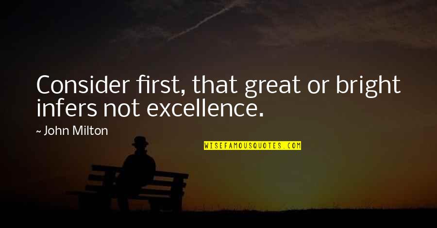 John Milton Quotes By John Milton: Consider first, that great or bright infers not