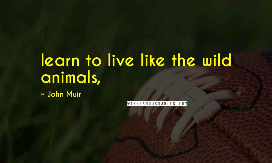 John Muir quotes: learn to live like the wild animals,
