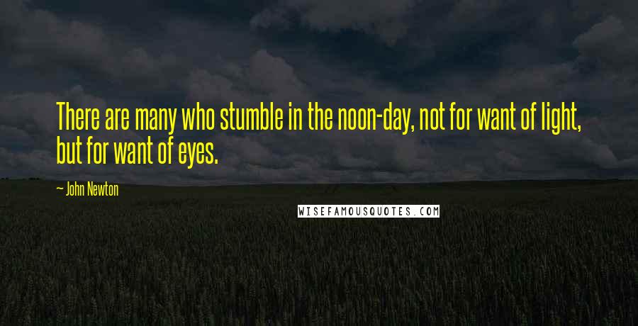 John Newton quotes: There are many who stumble in the noon-day, not for want of light, but for want of eyes.