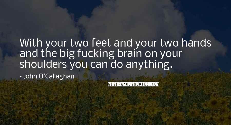 John O'Callaghan quotes: With your two feet and your two hands and the big fucking brain on your shoulders you can do anything.