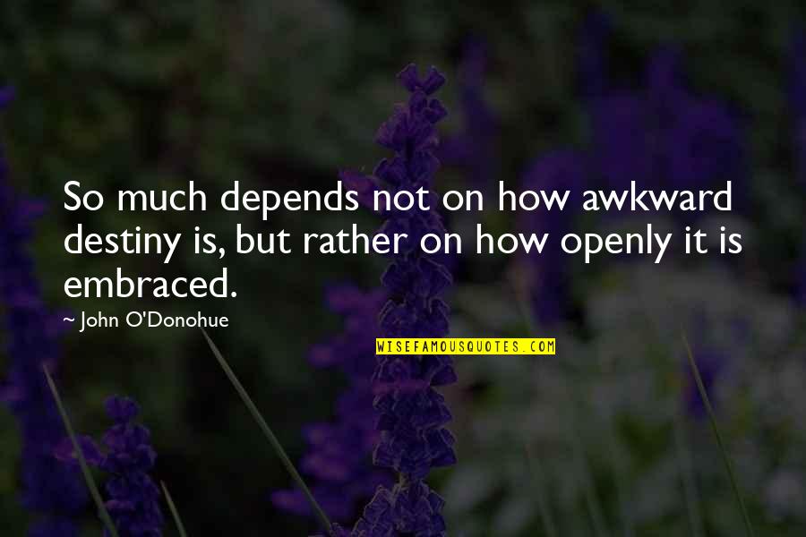 John O'callaghan Quotes By John O'Donohue: So much depends not on how awkward destiny John O'callaghan Quotes By John O'Donohue: So much depends not on how awkward destiny