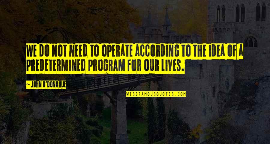 John O'donoghue Quotes By John O'Donohue: We do not need to operate according to